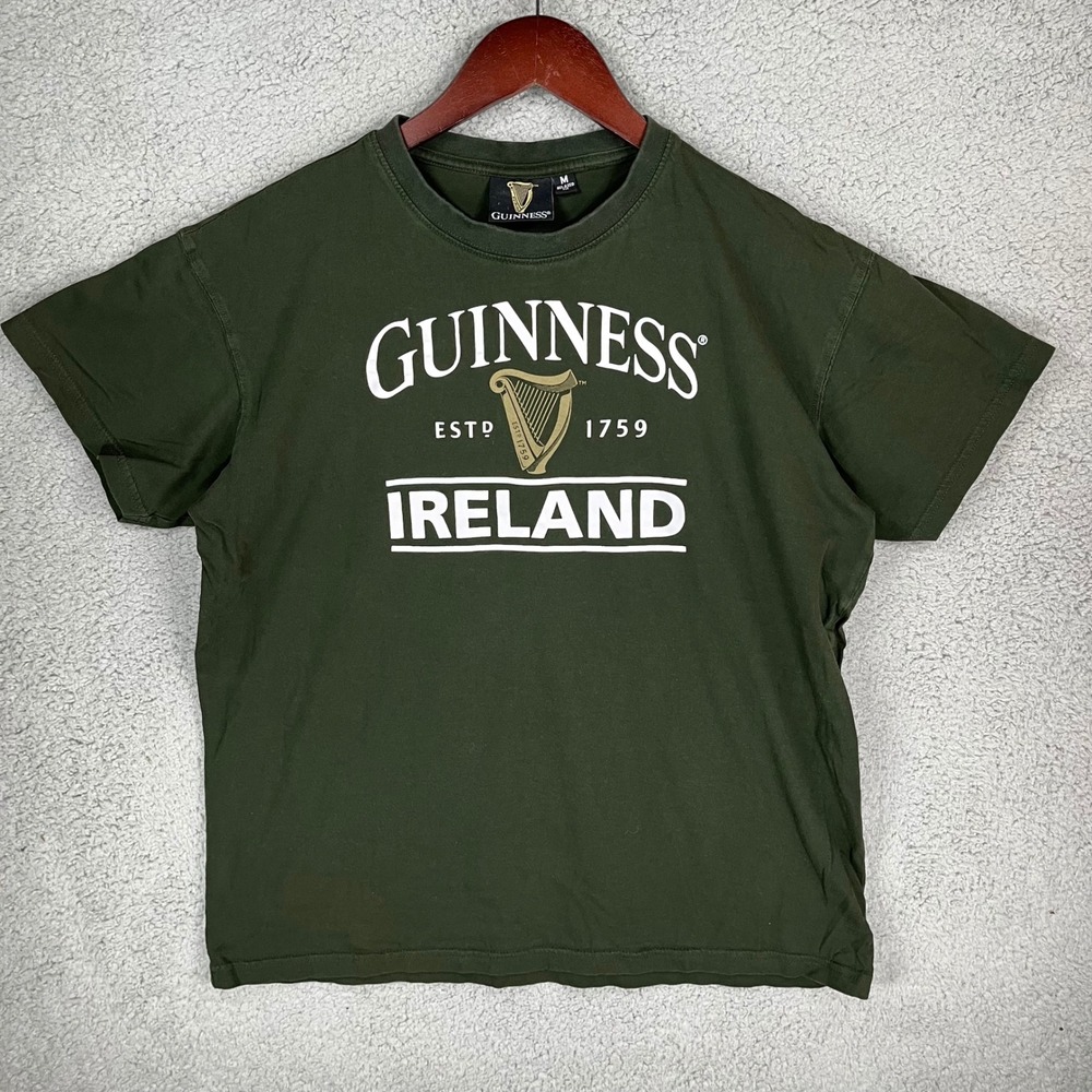 Guinness Ireland Beer T-Shirt Mens Medium Relaxed Fit Green Graphic Harp Logo